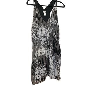 Cache Drawstring Waist Sundress, Abstract‎ Leopard Print, Black and Grey, Large